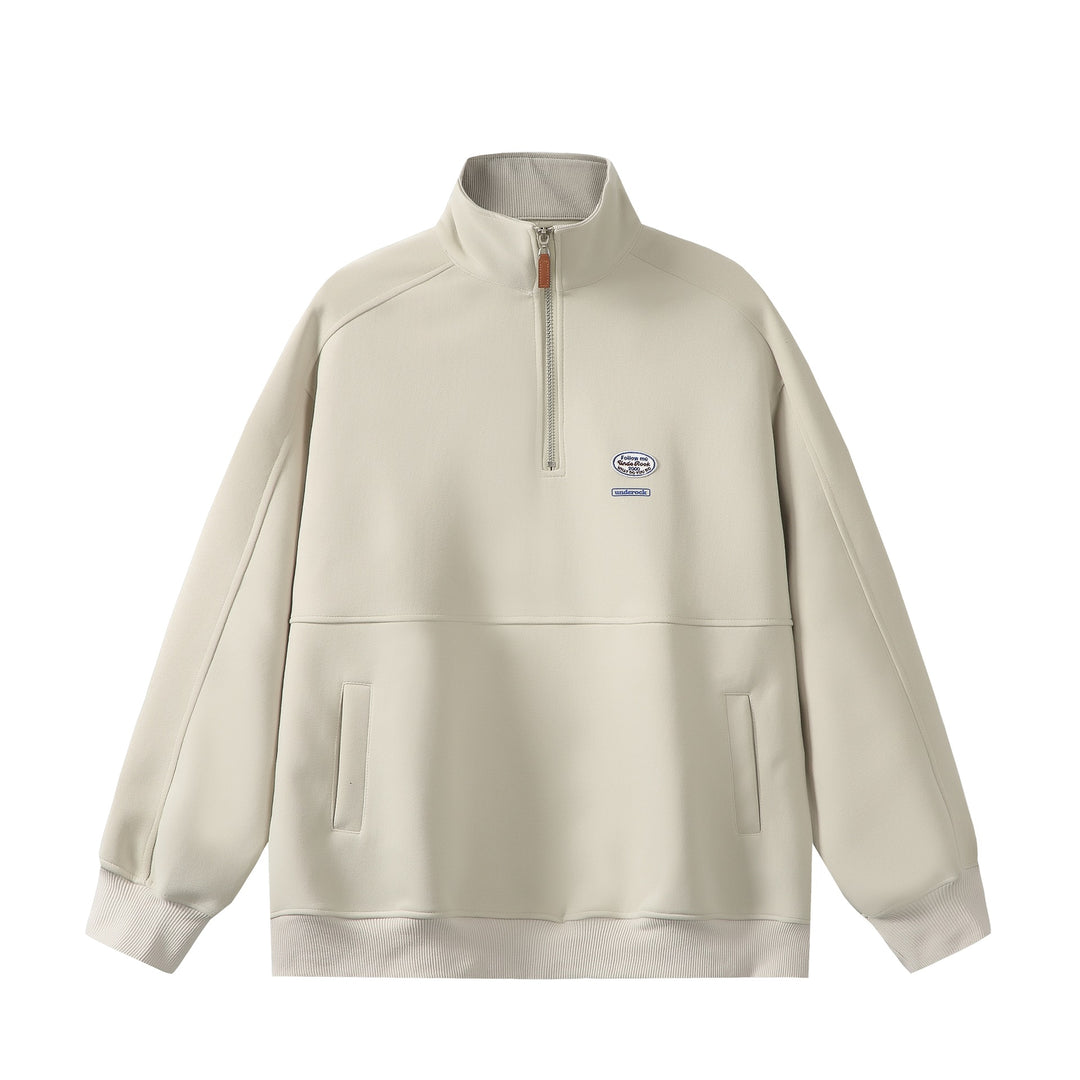 Herren Halbzip-Sweatshirt mit Stehkragen, Kängurutasche und Relaxed-Schnitt Drune