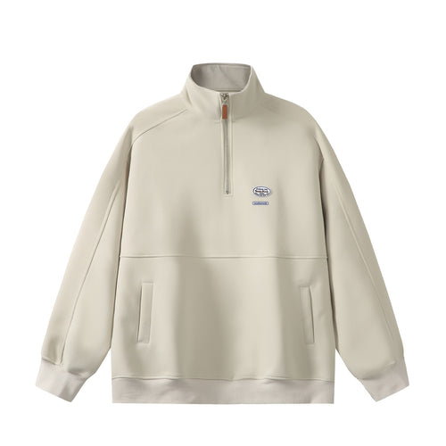 Herren Halbzip-Sweatshirt mit Stehkragen, Kängurutasche und Relaxed-Schnitt Drune