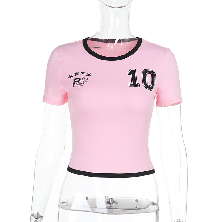 Damen Sportliches Cropped T-Shirt Drune