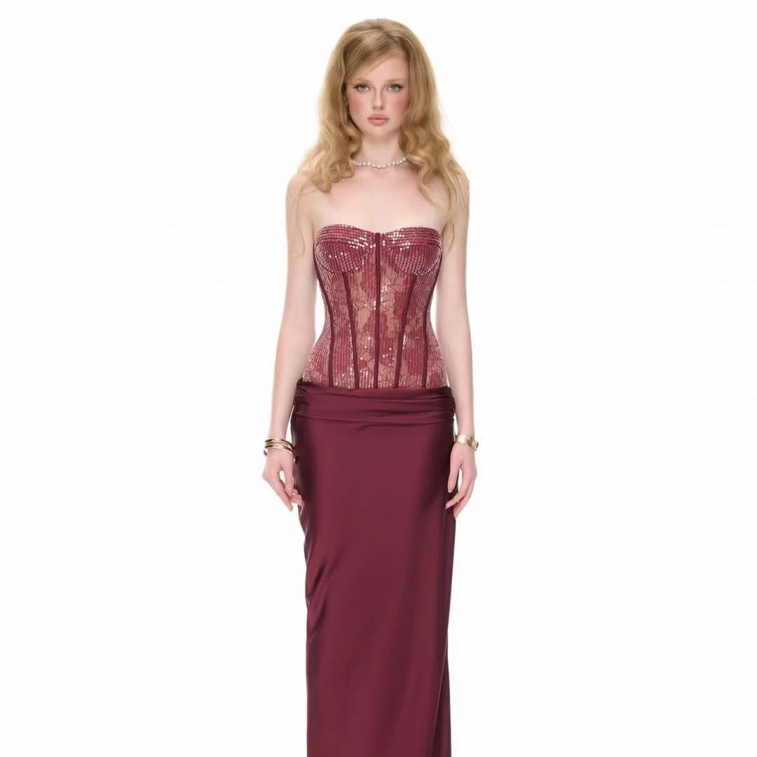 Damen Korsettkleid mit elegantem, fließendem Rock Drune