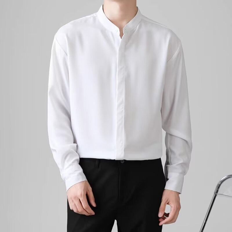 Herren Elegantes Stehkragenhemd Drune
