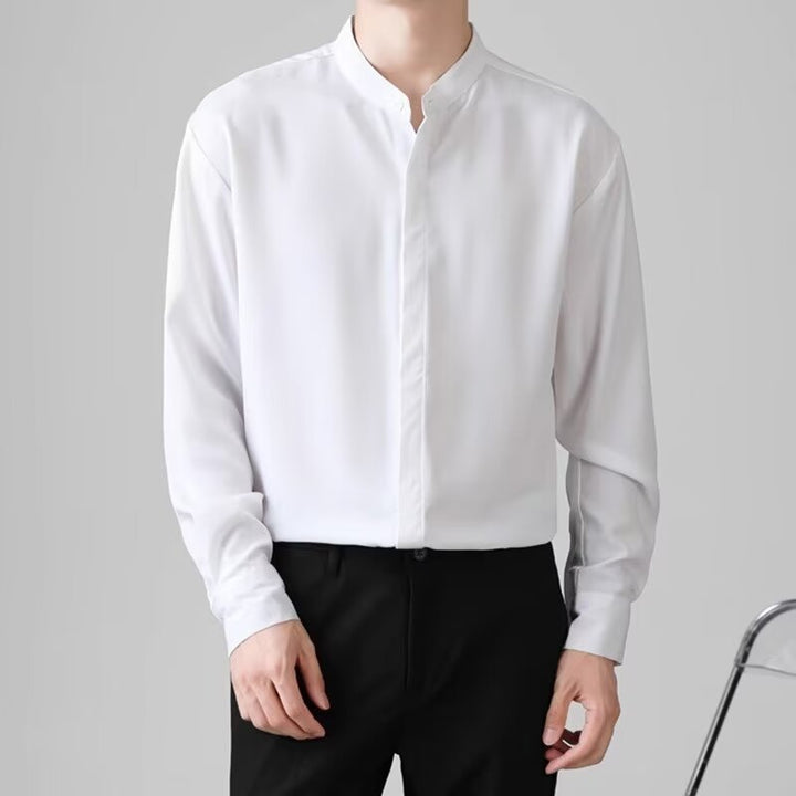 Herren Elegantes Stehkragenhemd Drune