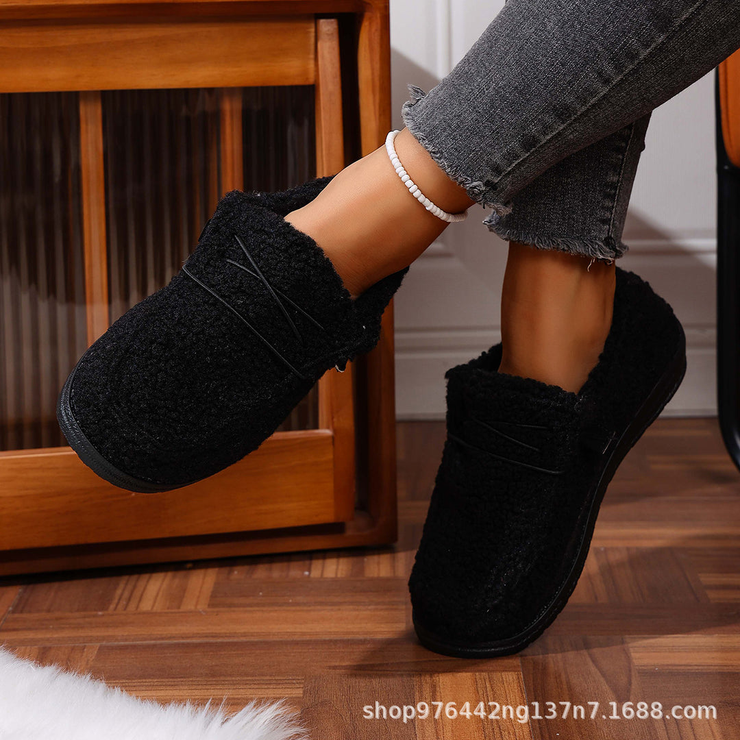 Damen Gefütterte Teddy-Fleece‑Hausschuhe mit gepolstertem Komfortfußbett und rutschfester Gummisohle Drune