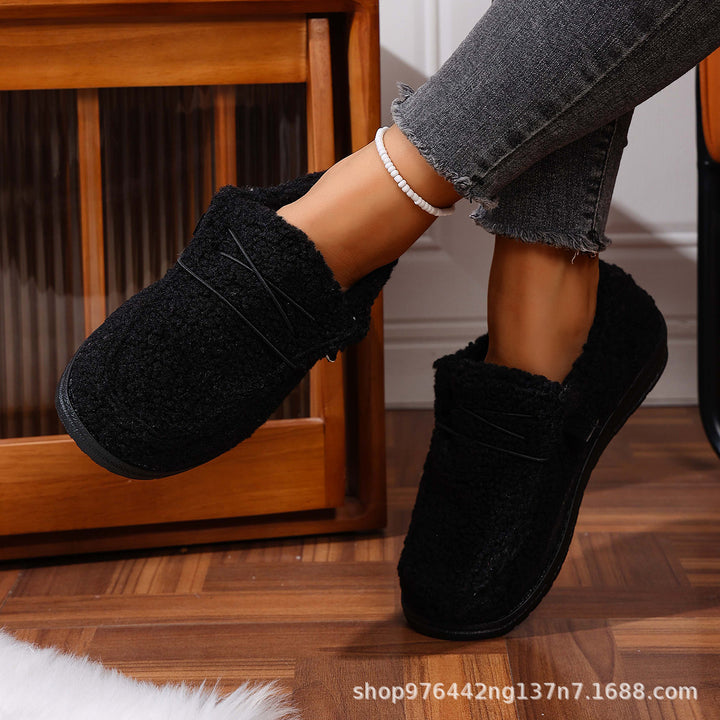 Damen Gefütterte Teddy-Fleece‑Hausschuhe mit gepolstertem Komfortfußbett und rutschfester Gummisohle Drune