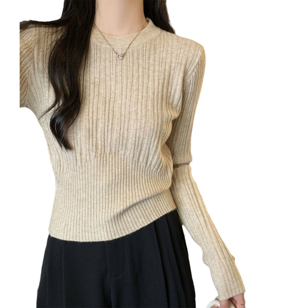 Damen feiner Rippstrickpullover mit verlängerten Ärmeln Drune