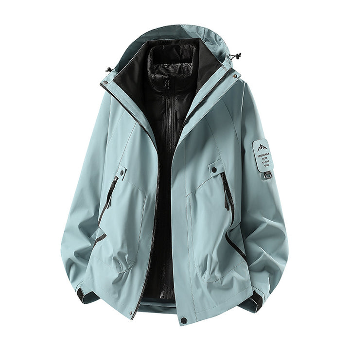 Herren Zwei-in-eins Wetterschutzjacke mit abnehmbarer Steppweste und verstellbarer Kapuze Drune