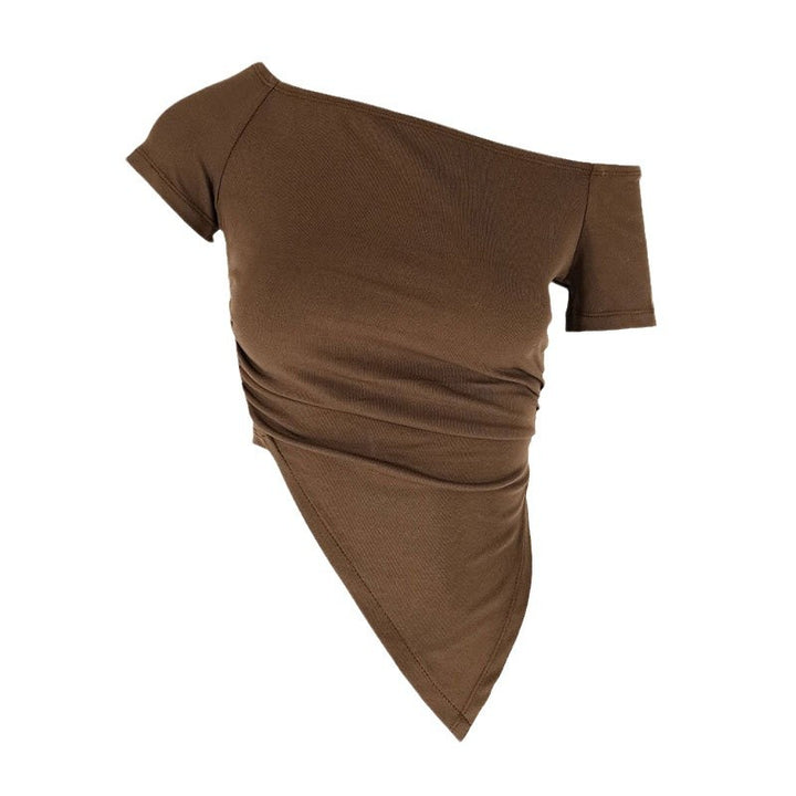 Damen asymmetrisches Crop-Top mit Raffung und einseitigem Schulterdesign Drune