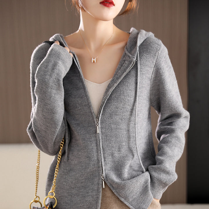 Damen Kuschelige Kapuzenjacke aus weichem Strick Drune