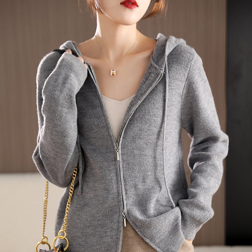 Damen Kuschelige Kapuzenjacke aus weichem Strick Drune