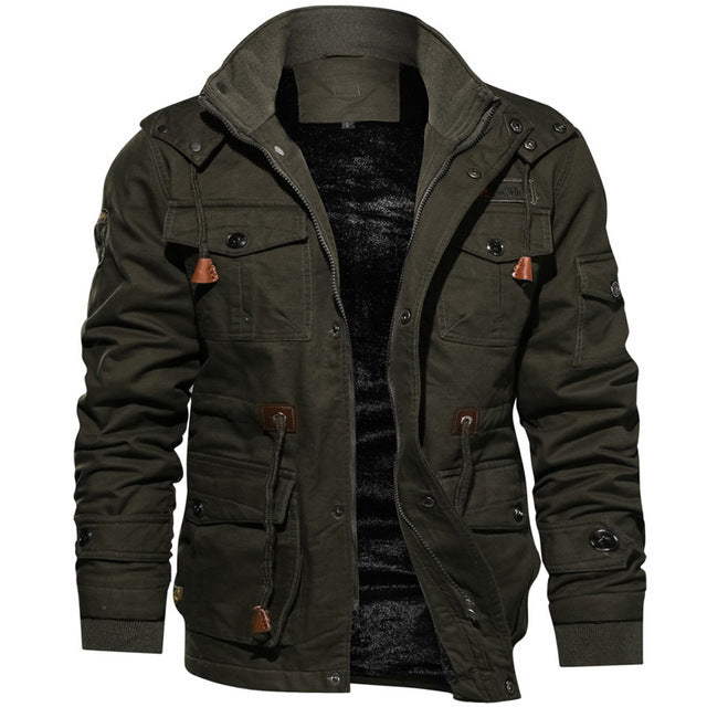 Herren urbaner Thermo-Canvasparka mit durchgehendem Plüschfutter und Utility‑Taschen Drune