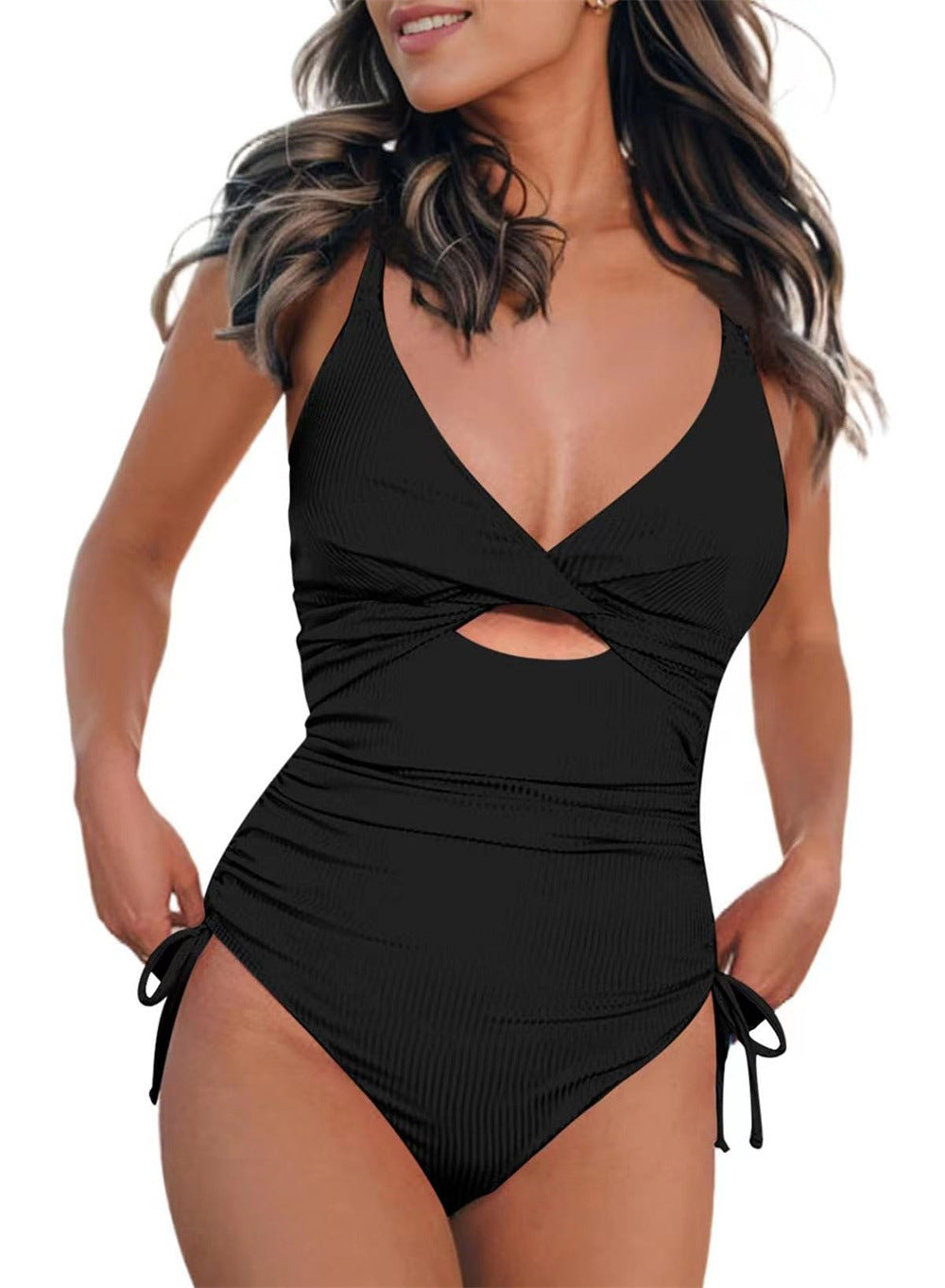 Damen Einteiler-Badeanzug mit raffiniertem Cut-Out und verstellbaren Bändern Drune
