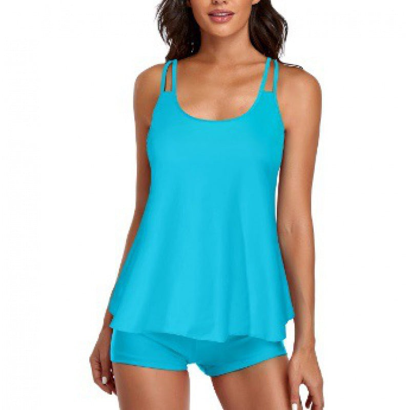 Damen Sportliches Tankini-Set mit bequemem Shorts und verstellbaren Trägern Drune