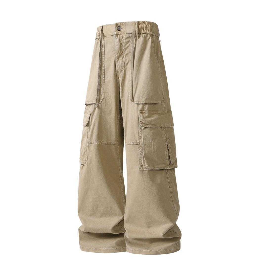 Herren Extraweite Utility-Cargo-Hose im Baggy‑Cut mit elastischem Bund und Mehrfachklappentaschen Drune