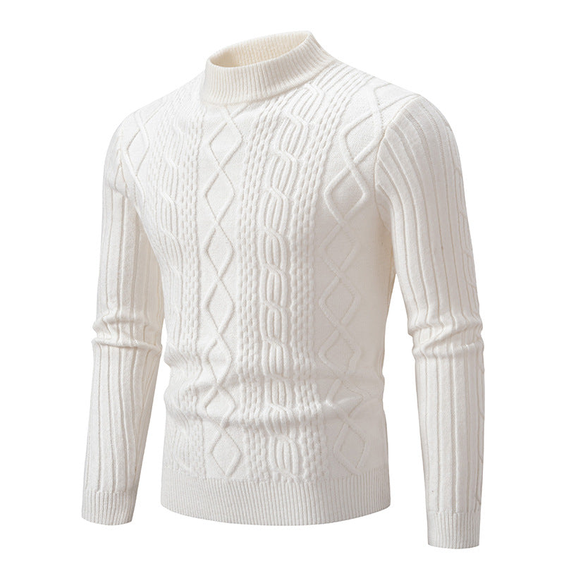 Herren Strukturierter Mockneck-Zopfstrickpullover Drune