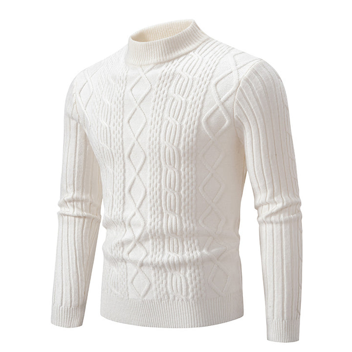Herren Strukturierter Mockneck-Zopfstrickpullover Drune