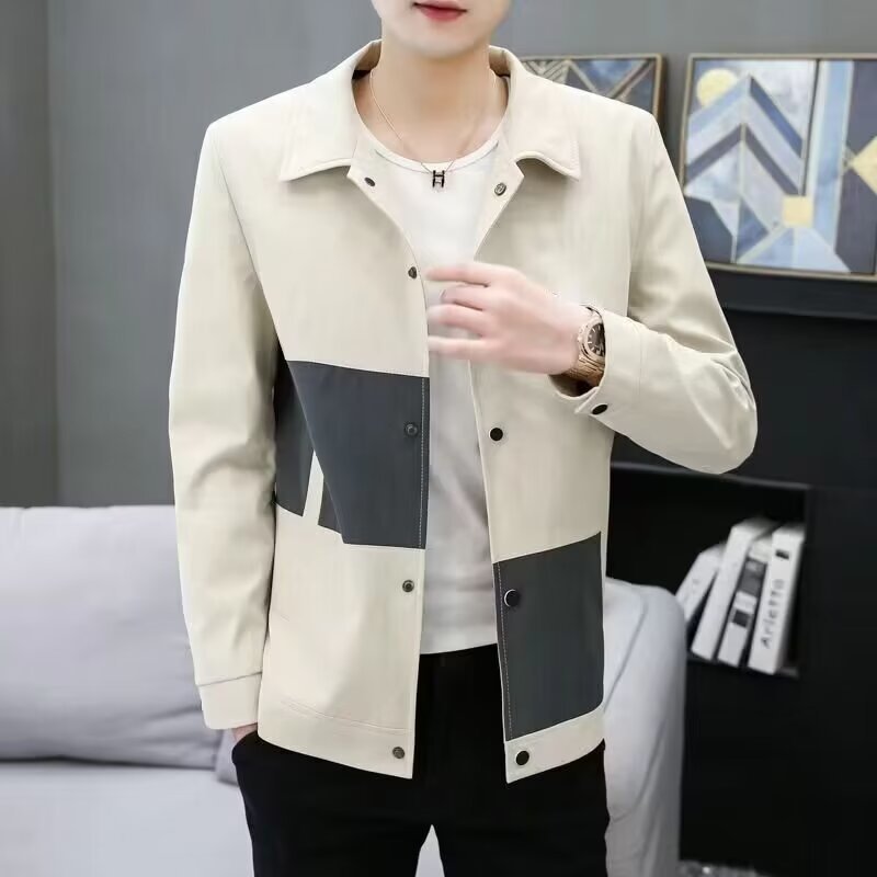 Herren modische Übergangsjacke mit kreativen Farbblock-Design Drune