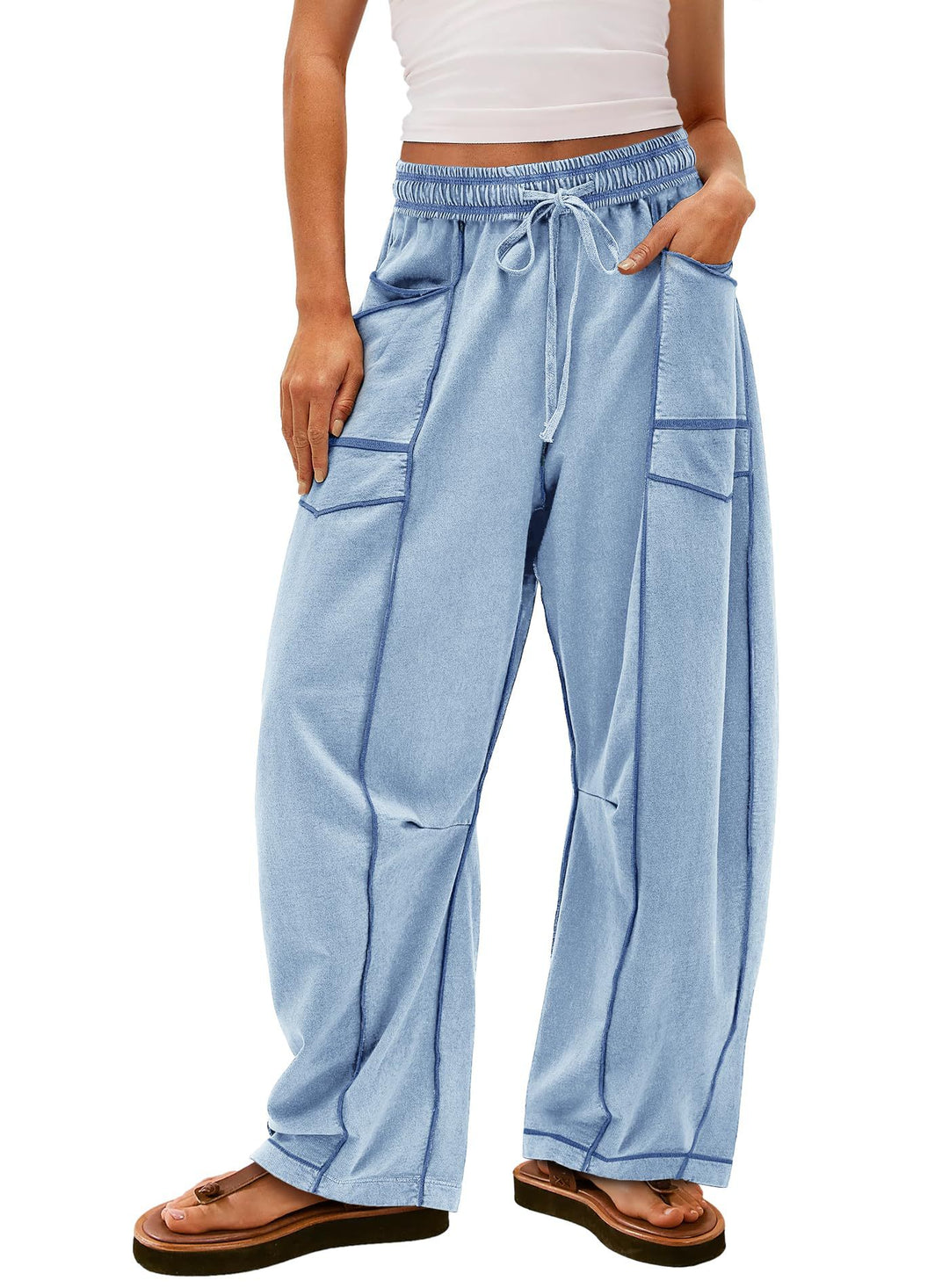 Damen Gemütliche und lässige Freizeithose mit großen Taschen Drune