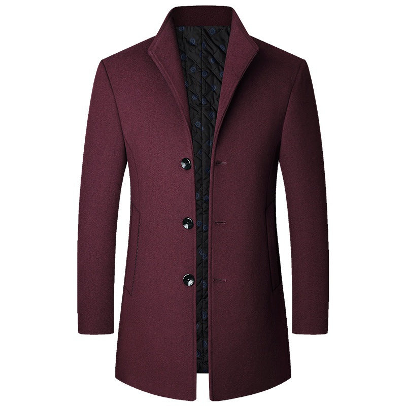 Herren Eleganter Kurzmantel aus Wollmischung mit gesteppter Innenlage und schlankem Stehkragen Drune
