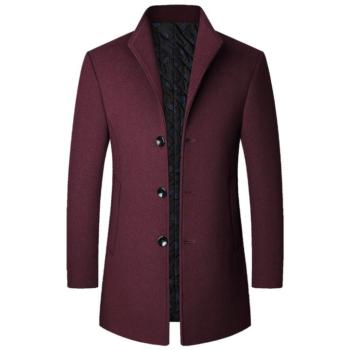 Herren Eleganter Kurzmantel aus Wollmischung mit gesteppter Innenlage und schlankem Stehkragen Drune