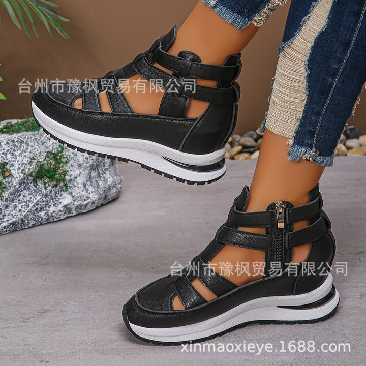 Damen Keil-Plateau Sneaker-Sandale mit Cut-Outs, Reißverschluss und gepolstertem Fußbett Drune