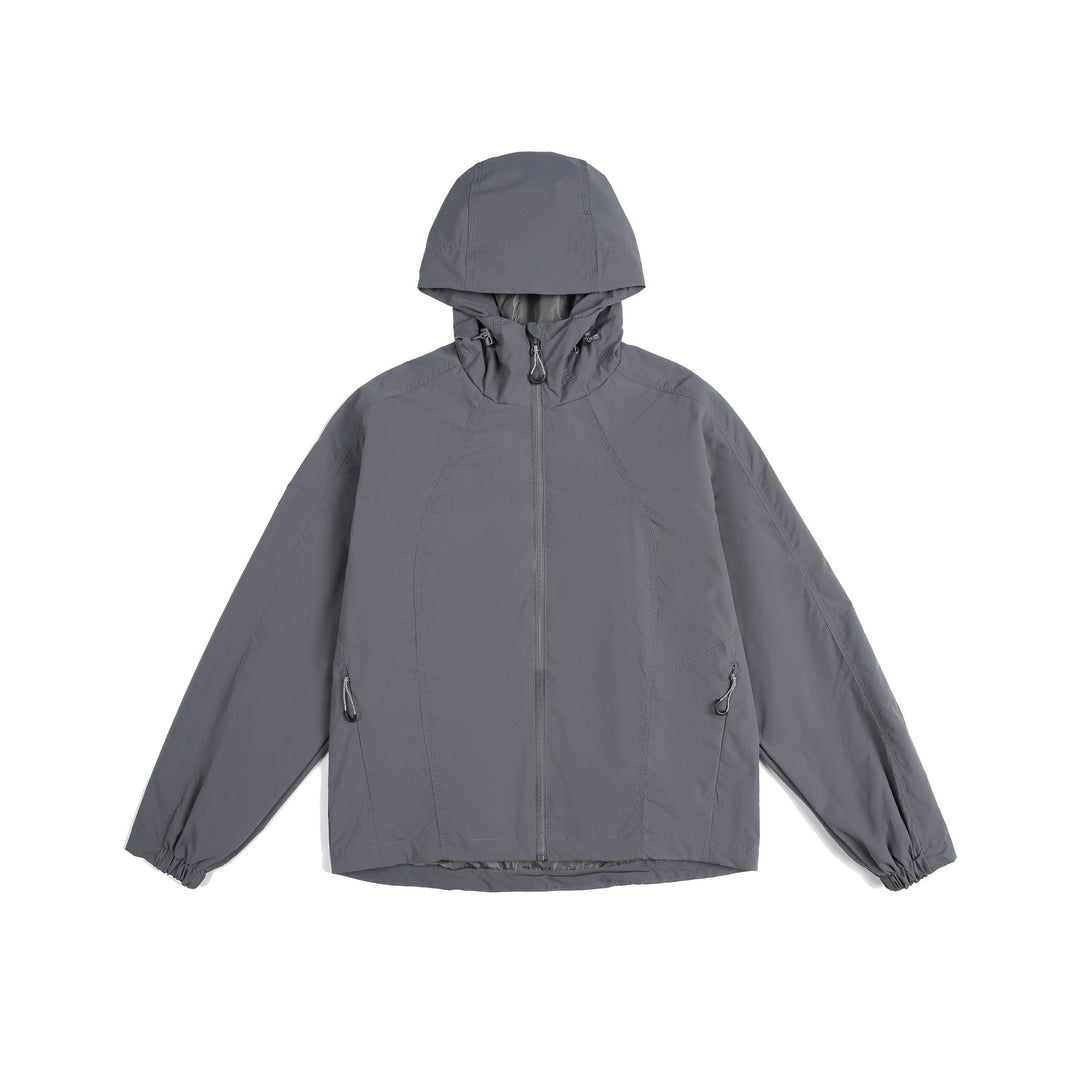 Damen leichte Windjacke mit Kapuze, verstellbarem Saum und wasserabweisender Funktion Drune