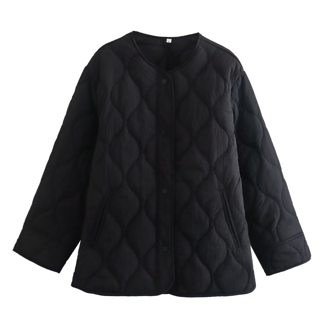 Damen Gefütterte Steppjacke im Boxy‑Schnitt mit Rundhalsausschnitt Drune