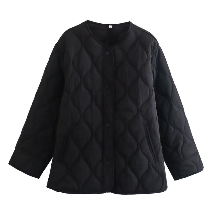 Damen Gefütterte Steppjacke im Boxy‑Schnitt mit Rundhalsausschnitt Drune
