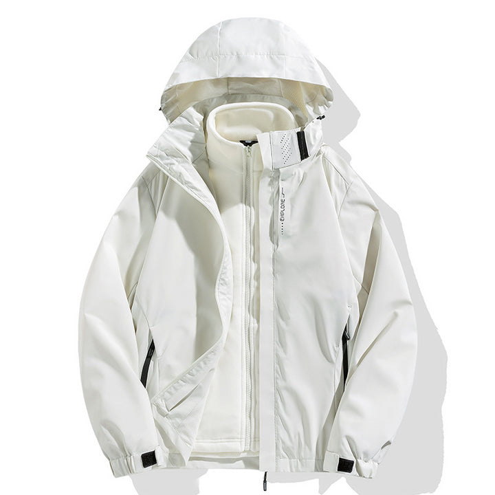 Herren zweiteilige Winterjacke mit abnehmbarer Fleece-Innenjacke wasserdicht winddicht Drune