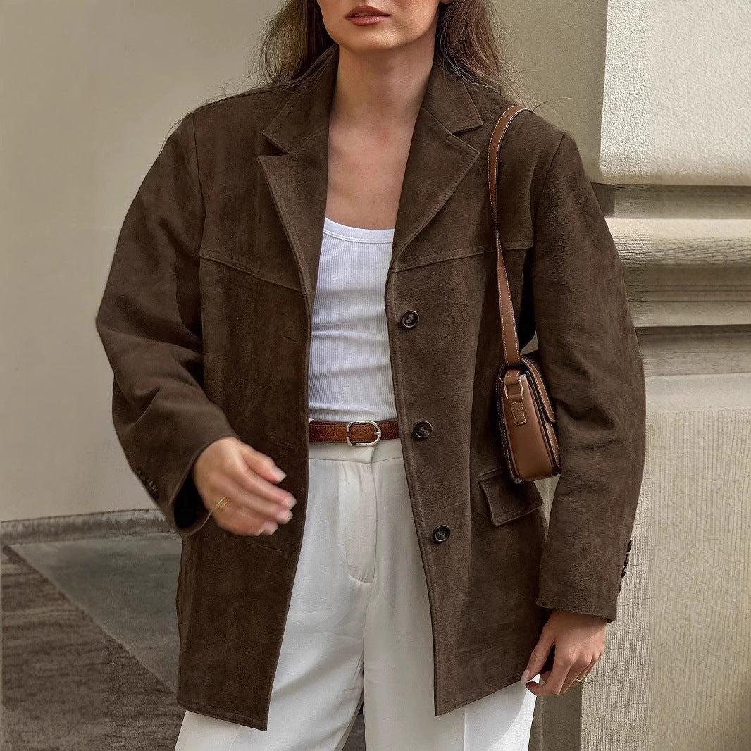 Damen Suede-Jacke im modernen Oversized-Stil Drune
