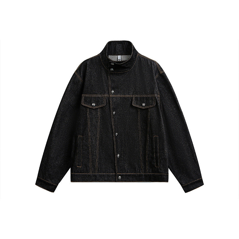 Unisex Oversized Denimjacke mit Vintage-Fade und aufgesetzten Brusttaschen Drune