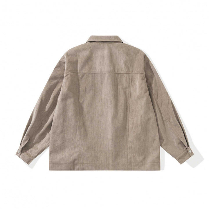 Unisex Kastenförmige Overshirt‑Jacke aus feiner Cordstruktur mit Brusttaschen und verdecktem Reißverschluss Drune