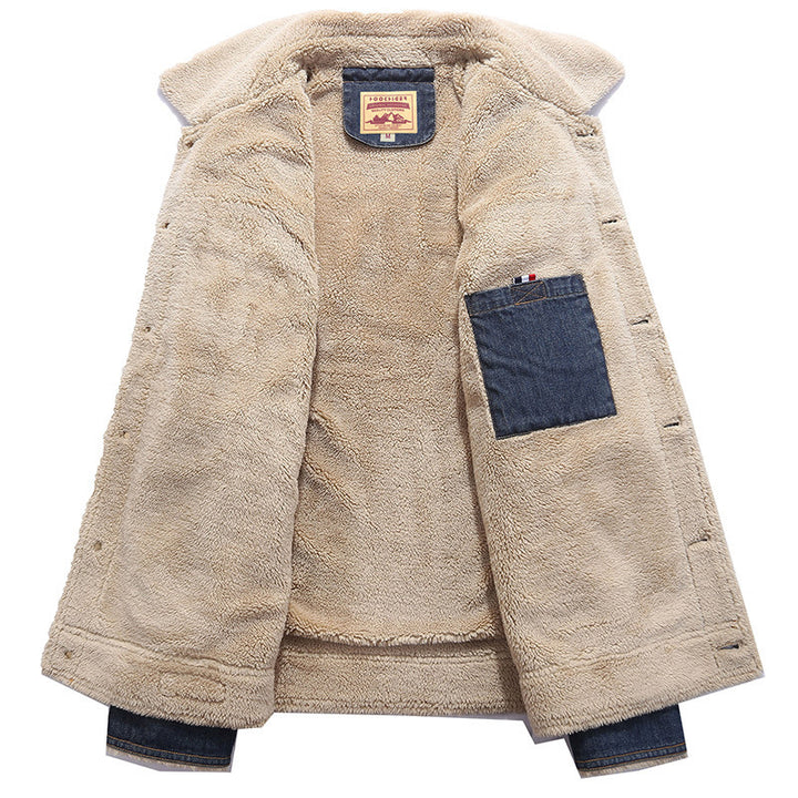 Herren Thermo-Jeans-Truckerjacke mit Teddyfutter und sherpaähnlicher Innenlage Drune