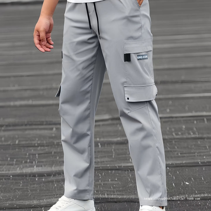 Herren Utility-Cargohose mit Tunnelzugbund, geradem Bein und Mehrfachtaschen Drune
