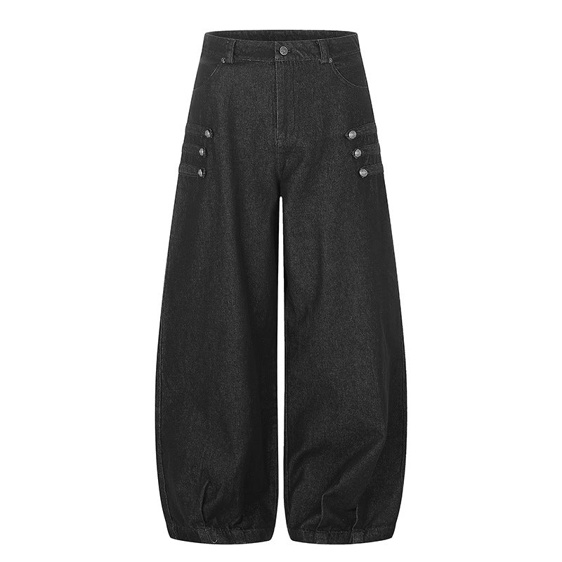 Damen Hochtaillierte Balloon-Culotte-Jeans mit elastischem Saum Drune