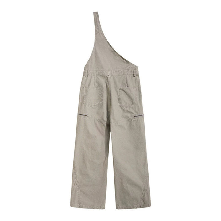 Damen Weite Latzhose mit asymmetrischem Träger und Multi-Taschen Drune