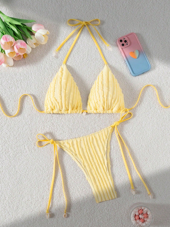 Damen Triangel-Bikinioberteil mit strukturierter Textur Drune
