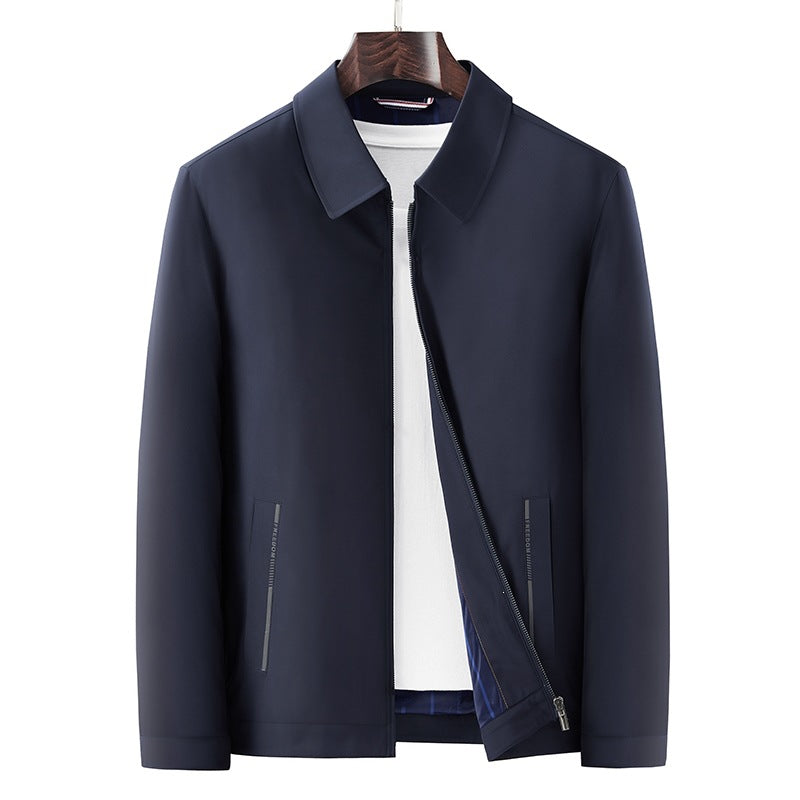 Herren Minimalistische leichte Übergangsjacke mit Hemdkragen, verdecktem Reißverschluss & seitlichen Reißverschlusstaschen Drune