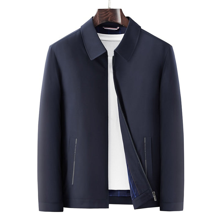 Herren Minimalistische leichte Übergangsjacke mit Hemdkragen, verdecktem Reißverschluss & seitlichen Reißverschlusstaschen Drune