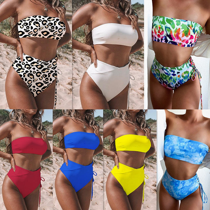 Damen Bandeau-Bikini mit hohem Taillenbund Drune