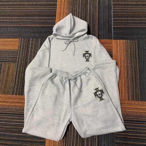 Unisex nan zweiteiliges Lounge-Set aus schwerer Baumwollmischung mit Kapuze und elastischem Bundhose Drune