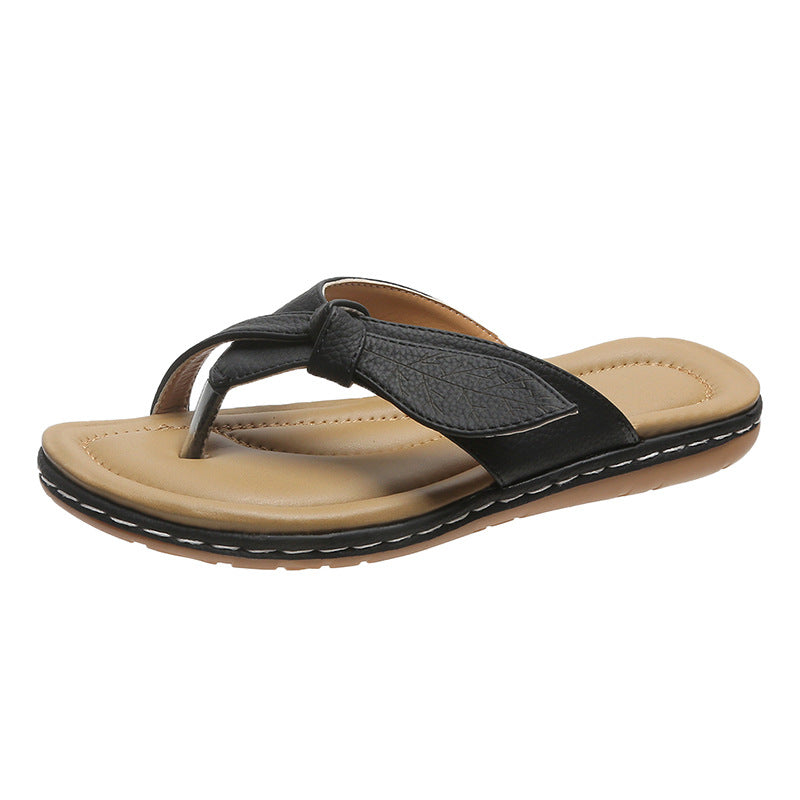 Damen Zehentrenner-Sandalen mit modischem Leaf-Design und anatomischem Fußbett Drune
