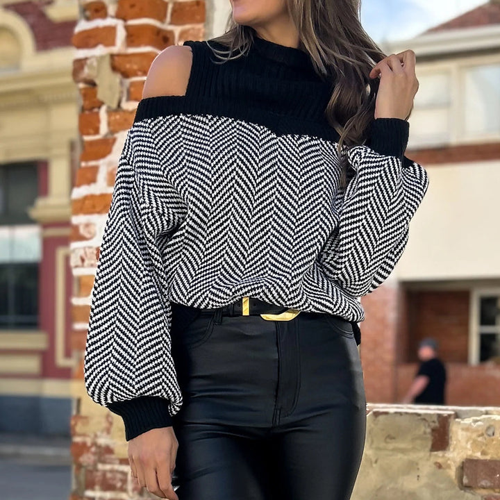 Damen Modischer Pullover mit Schulterauschnitten Drune