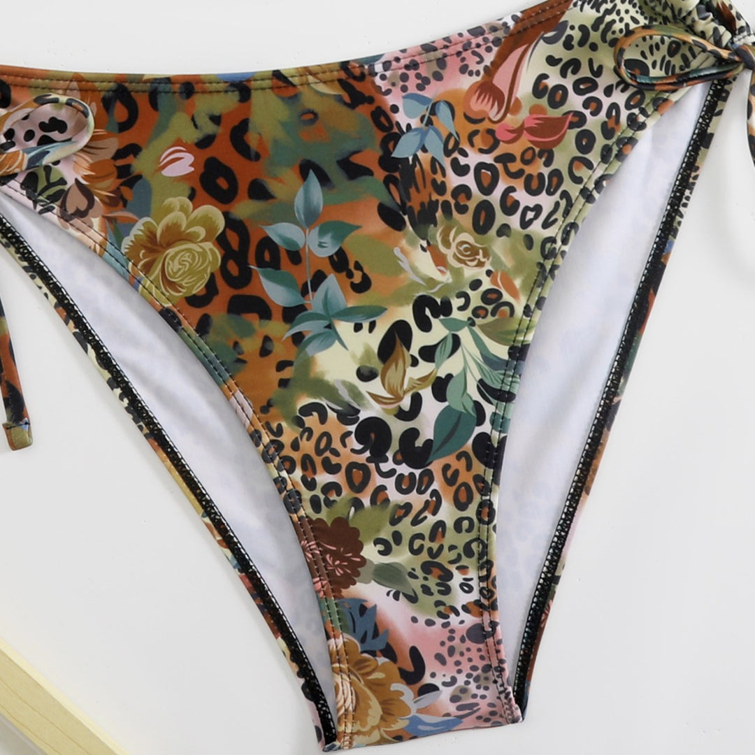 Damen Triangel-Bikini-Set mit floralem Leopardenmuster Drune