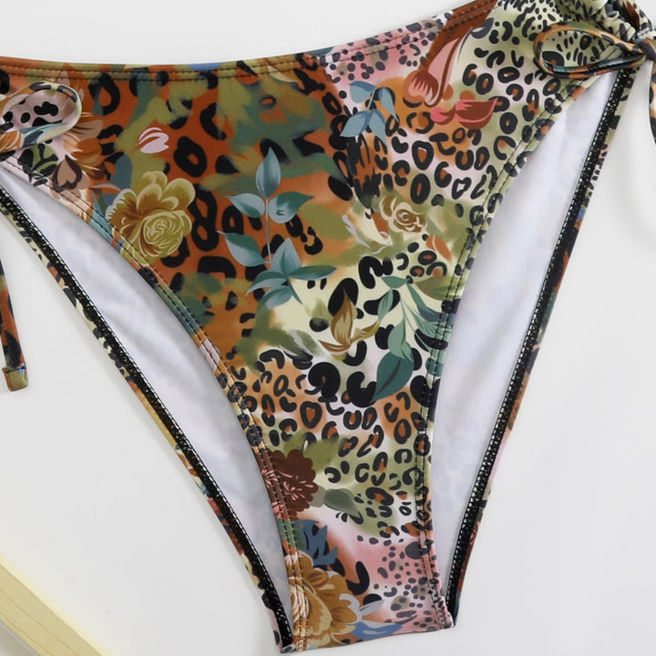 Damen Triangel-Bikini-Set mit floralem Leopardenmuster Drune