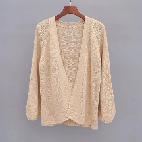 Damen lässige Strickjacke mit offenem Design und luftiger Maschenstruktur Drune