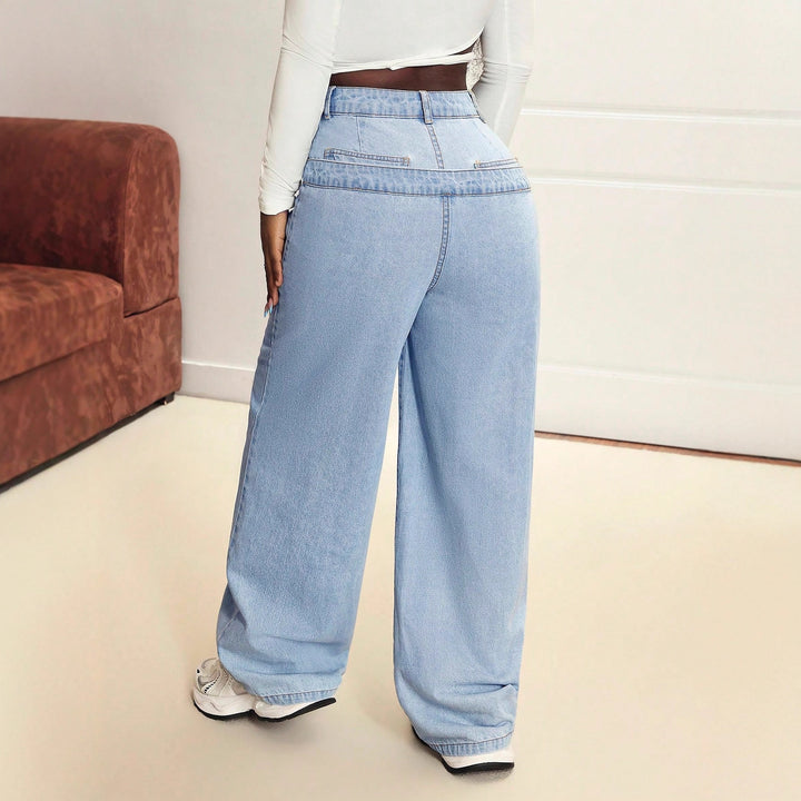 Damen weite Jeans mit innovativem Schnitt und asymmetrischem Design Drune