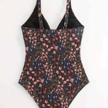 Damen eleganter und figurbetonter Badeanzug mit floralem Design Drune