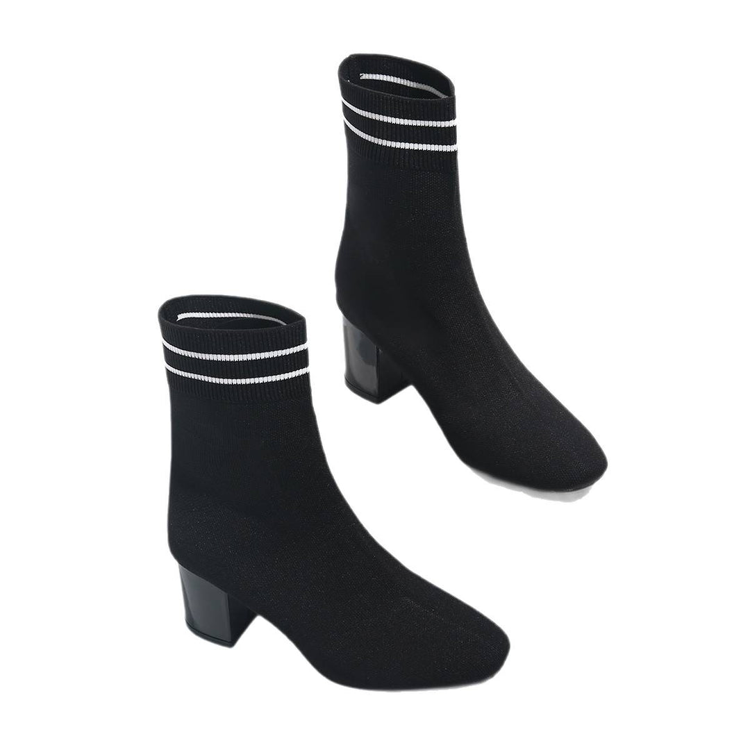 Damen Strumpfstiefeletten mit Blockabsatz Drune