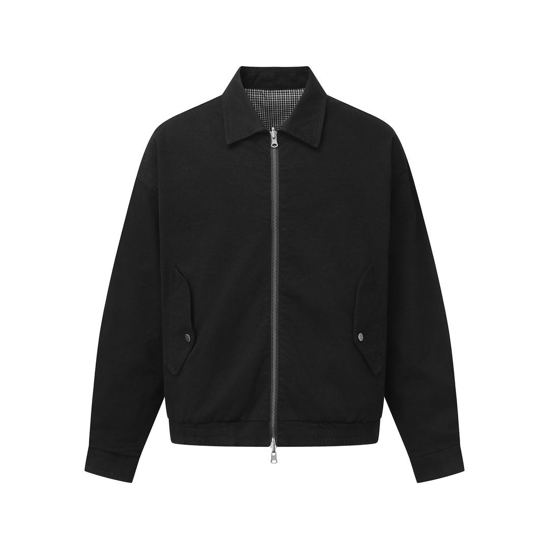 Herren Boxy-Canvas-Blousonjacke mit Reißverschluss, Pattentaschen und elastischem Saum Drune