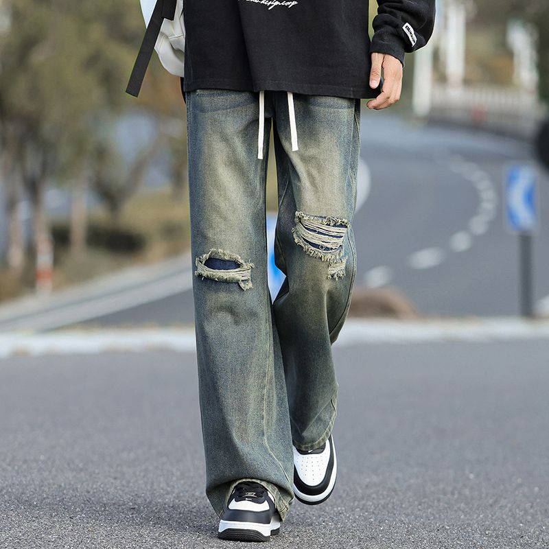 Herren Weitgeschnittene Destroyed Jeans Drune